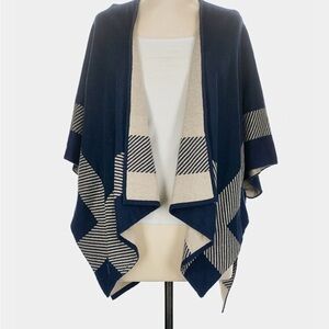 CABi reversible shawl/poncho in navy & beige #3163